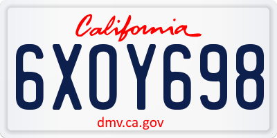 CA license plate 6XOY698