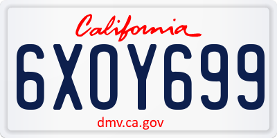 CA license plate 6XOY699