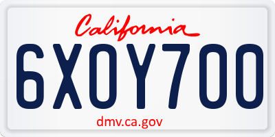 CA license plate 6XOY700
