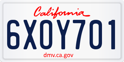 CA license plate 6XOY701