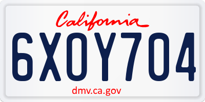CA license plate 6XOY704