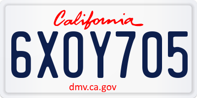CA license plate 6XOY705