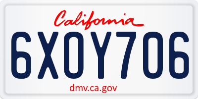 CA license plate 6XOY706