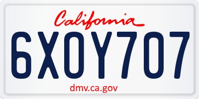 CA license plate 6XOY707