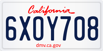 CA license plate 6XOY708
