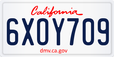 CA license plate 6XOY709