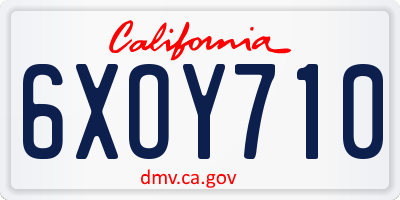 CA license plate 6XOY710