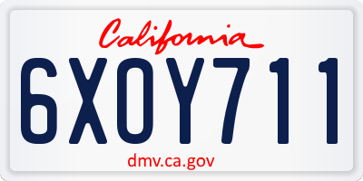 CA license plate 6XOY711
