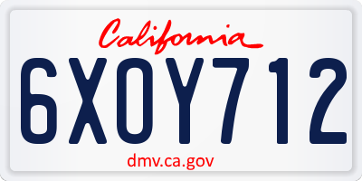 CA license plate 6XOY712