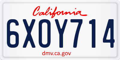 CA license plate 6XOY714