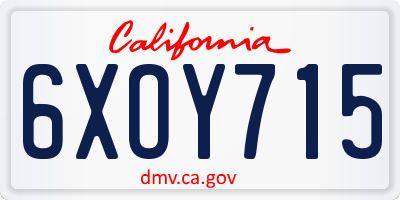 CA license plate 6XOY715