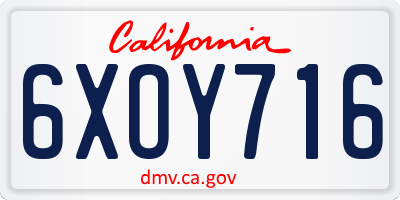 CA license plate 6XOY716