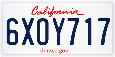 CA license plate 6XOY717