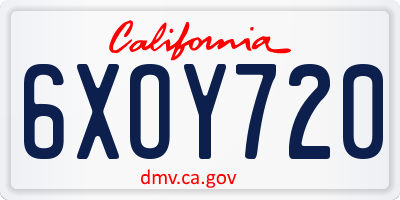 CA license plate 6XOY720