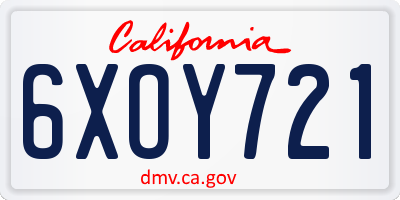 CA license plate 6XOY721