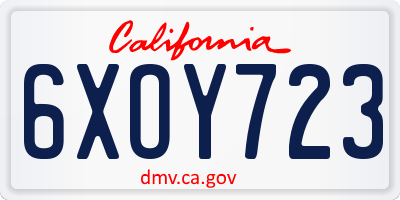 CA license plate 6XOY723
