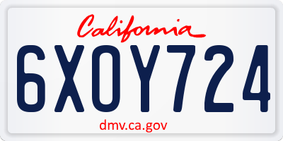 CA license plate 6XOY724