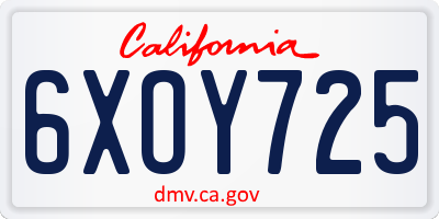 CA license plate 6XOY725