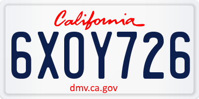 CA license plate 6XOY726