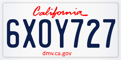 CA license plate 6XOY727
