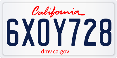 CA license plate 6XOY728