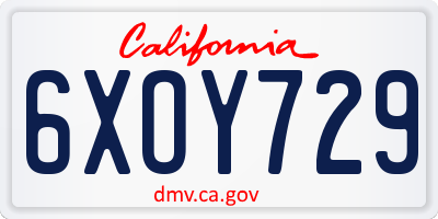 CA license plate 6XOY729