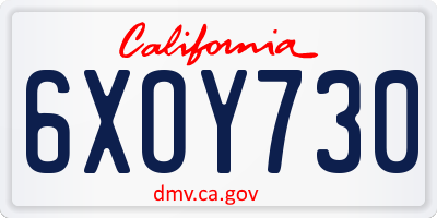 CA license plate 6XOY730
