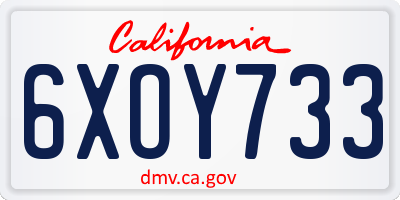 CA license plate 6XOY733