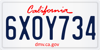 CA license plate 6XOY734