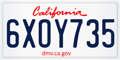 CA license plate 6XOY735