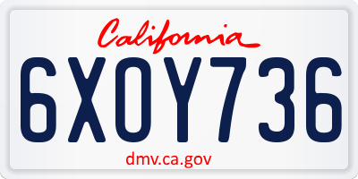 CA license plate 6XOY736
