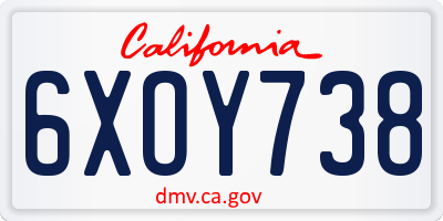 CA license plate 6XOY738