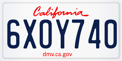 CA license plate 6XOY740