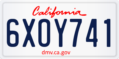 CA license plate 6XOY741