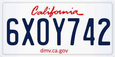 CA license plate 6XOY742