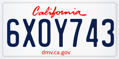 CA license plate 6XOY743