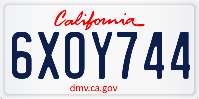 CA license plate 6XOY744
