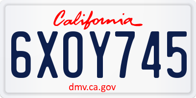 CA license plate 6XOY745