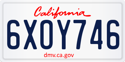 CA license plate 6XOY746