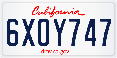 CA license plate 6XOY747