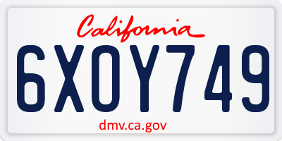 CA license plate 6XOY749
