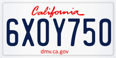 CA license plate 6XOY750