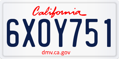 CA license plate 6XOY751