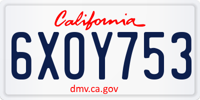 CA license plate 6XOY753