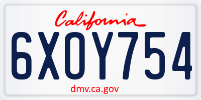 CA license plate 6XOY754