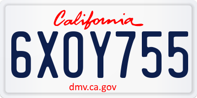 CA license plate 6XOY755