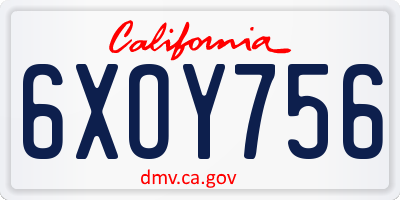 CA license plate 6XOY756