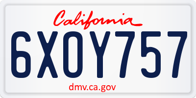 CA license plate 6XOY757