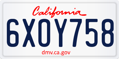 CA license plate 6XOY758