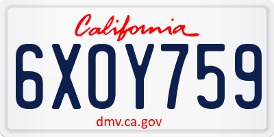CA license plate 6XOY759